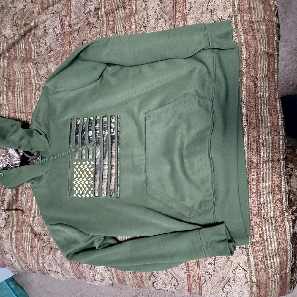 Green Hoodie with Flag Design